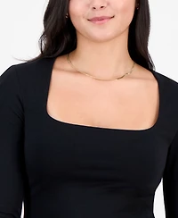 Pink Rose Juniors' Square-Neck Long-Sleeve Knit Top