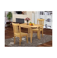 East West Furniture Dining Room Set Oak, NDPO3-oak-w