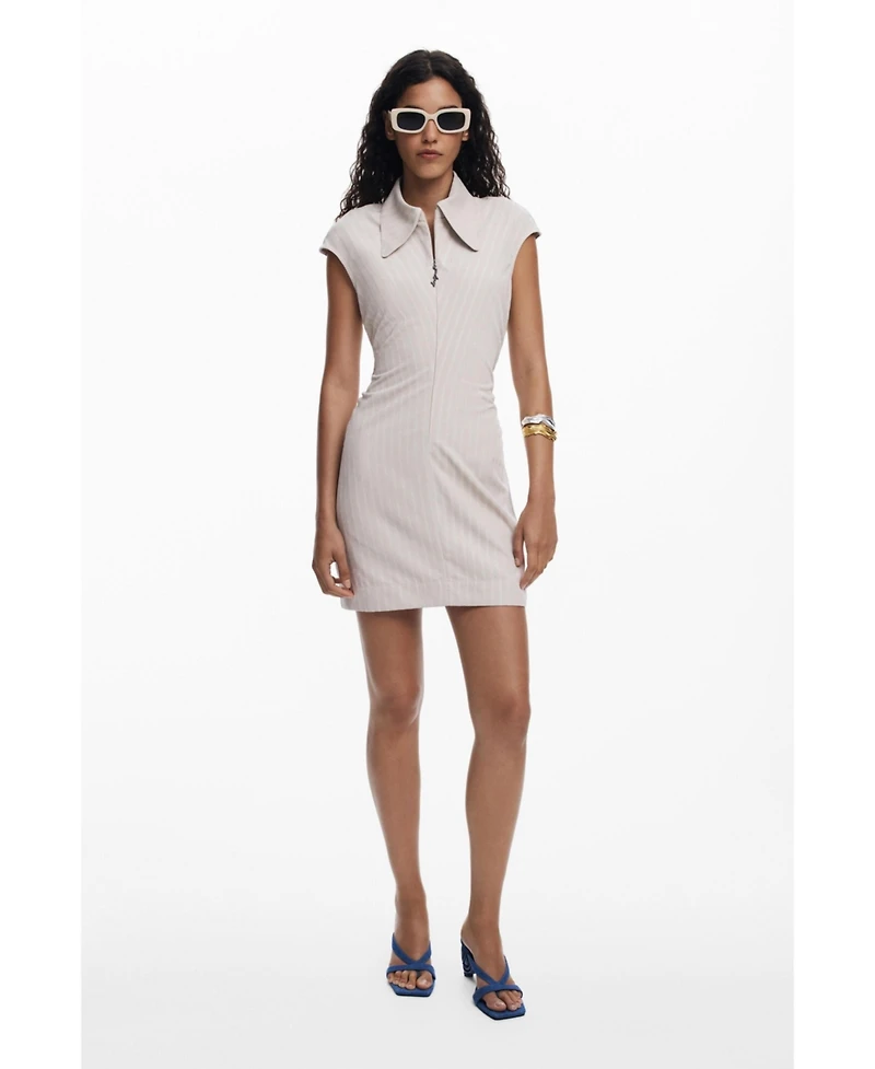 Desigual Women's Slim striped dress with short sleeves
