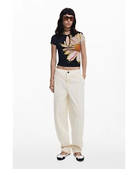 Desigual Women's Short-sleeve floral T-shirt with opening