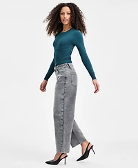 Bar Iii Women's Rhinestone Embellished Barrel-Leg Jeans, Macy's Exclusive