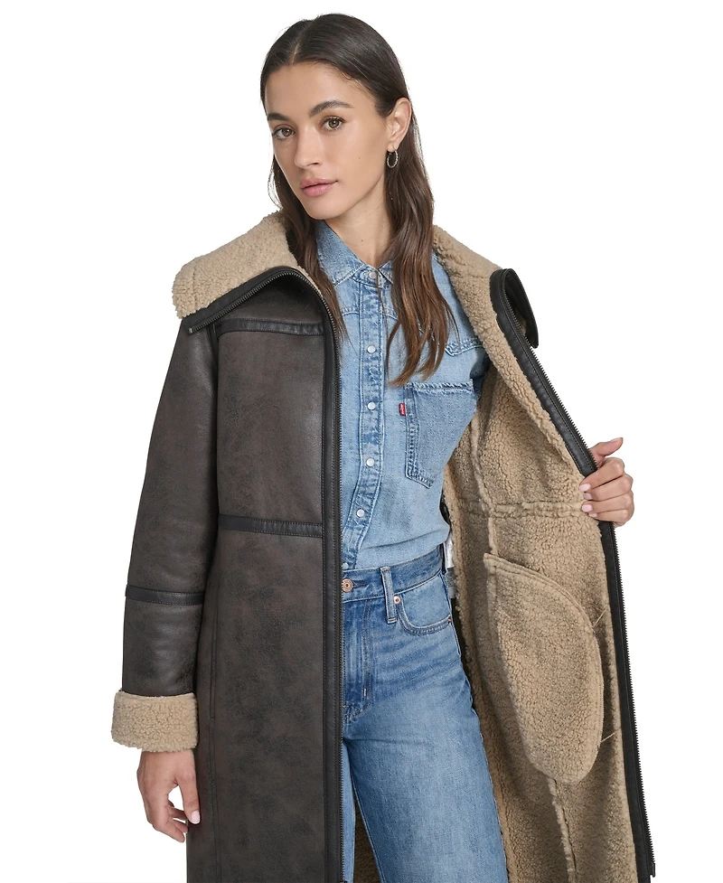Levi's Women's Fx Shearling Funnel Coat