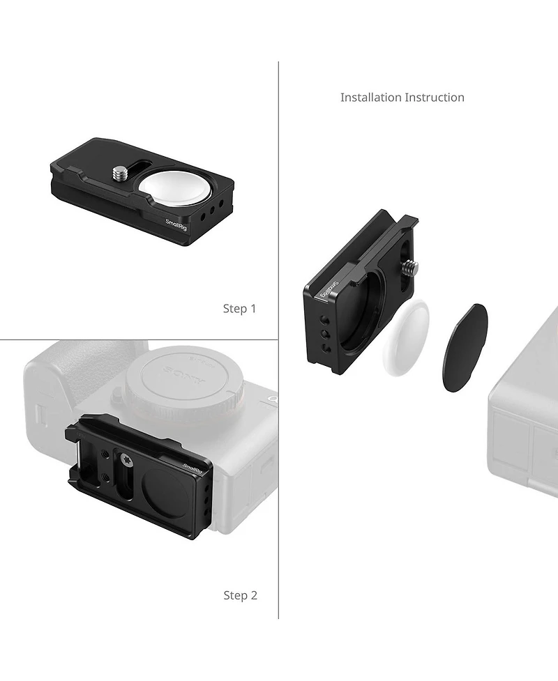 SmallRig Arca-Swiss Quick Release Mount Plate with AirTag Compartment for Select Sony Cameras, Black