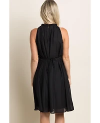 PinkBlush Black Chiffon High Neck Maternity Dress