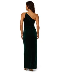 Adrianna Papell Women's Asymmetric One-Shoulder Velvet Gown