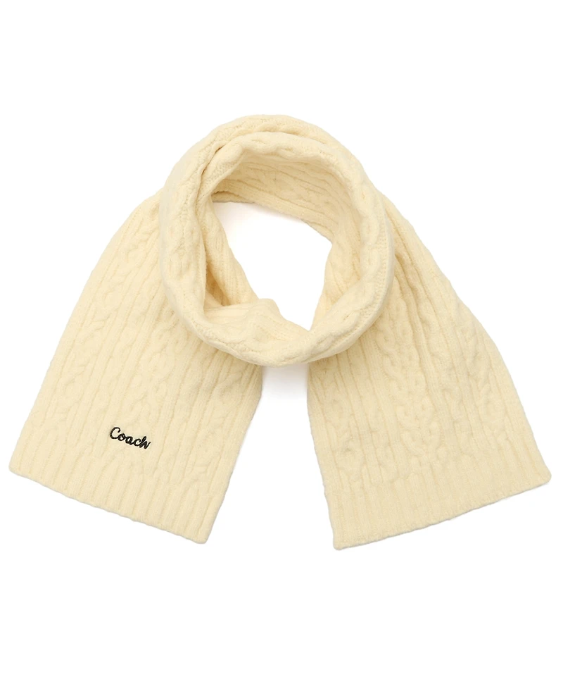 Coach Women's Embroidered Cable-Knit Muffler Scarf