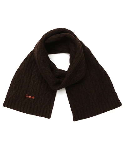 Coach Women's Embroidered Cable-Knit Muffler Scarf