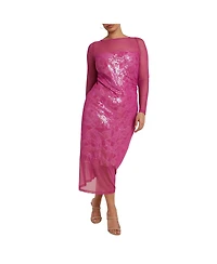 Eloquii Women's Plus Twist Neck Lame Maxi Dress