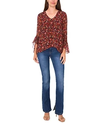 Sam & Jess Women's Printed V-Neck Top