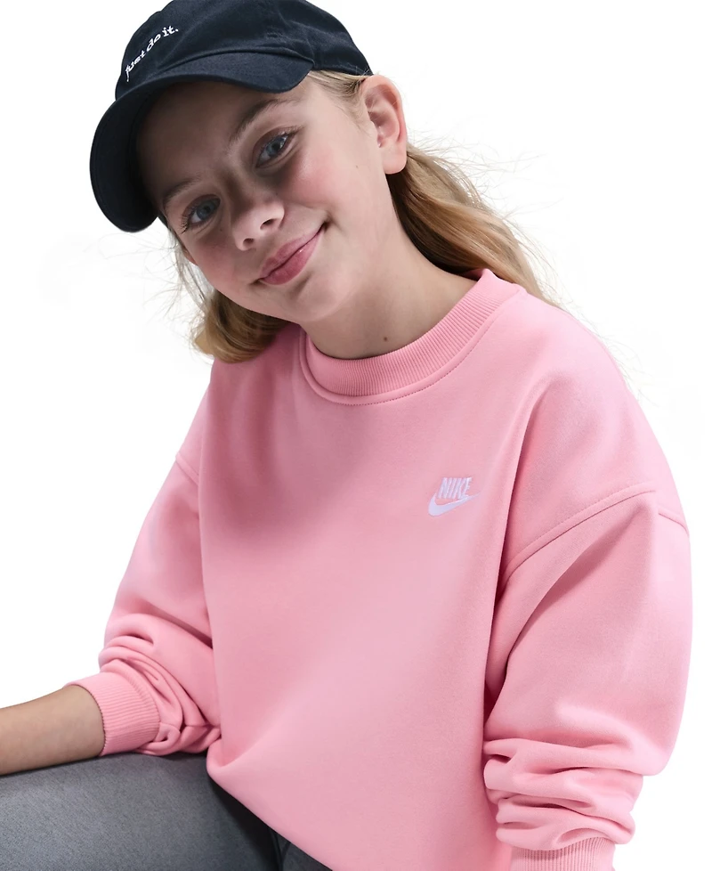 Nike Big Girls 7-16 Sportswear Club Fleece Oversized-Fit Sweatshirt