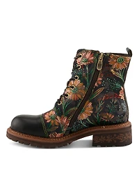 L Artiste Women s Cordea Embroidered Leather Boot with Lug Sole and Rainbow Stitching