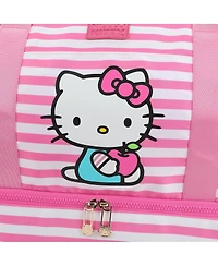 Hello Kitty Character 17" Pink & White Striped Duffle Bag
