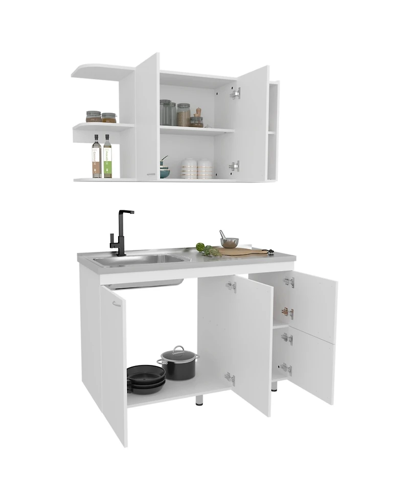 Desert Hills Multifunctional Kitchen Cabinet Set with Ample Storage, White