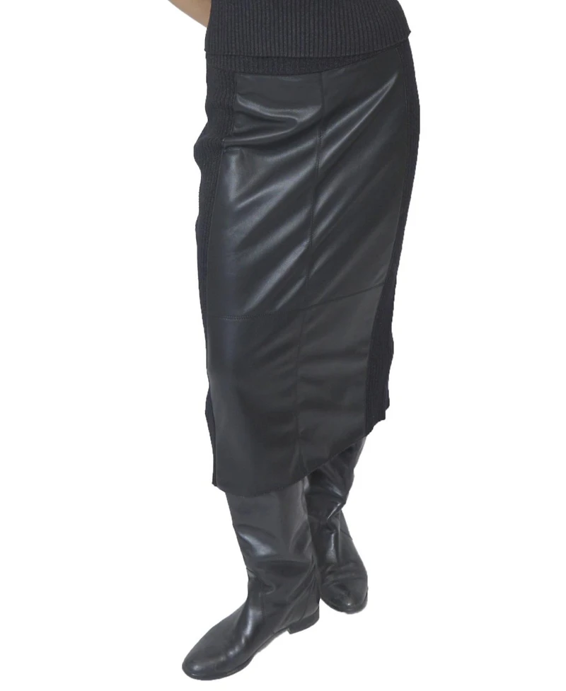 Central Park West Women's Milan Leather Combo Skirt