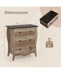 Volenca Dresser for Bedroom with 3 Folding Fabric Drawers and Anti-tipping Kit