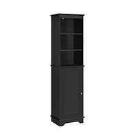 Yaheetech 60.5" H Tall Bathroom Floor Cabinet with Single Door and Shelve Black