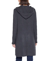 Belldini Women's Hooded Novelty-Stitch Coatigan Sweater