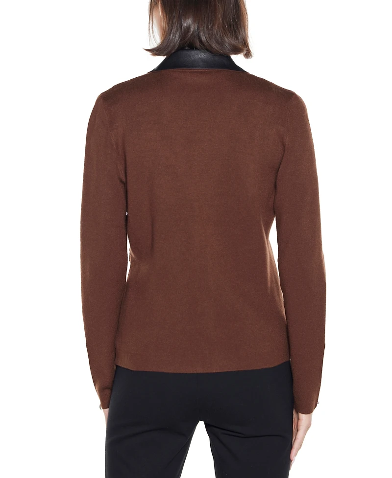 Belldini Women's Black Label Motorcycle Sweater Jacket