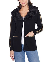 Belldini Women's Black Label Embellished Collar Cardigan Sweater