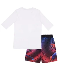 Spider-Man Big Boys Marvel Piece Swim Shirt and Trunks Set