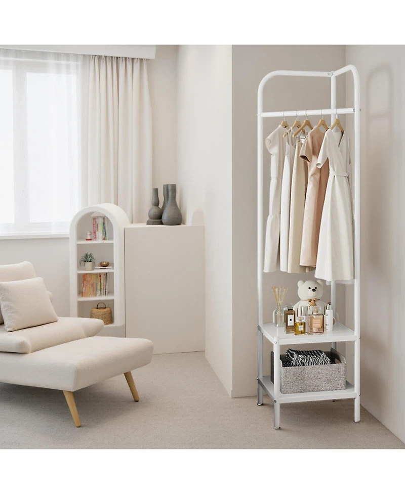 gaomon Entryway Corner Hall Tree Modern Entryway Coat Rack Metal Clothes Rack Freestanding Coat Organizer with Shelves Storage