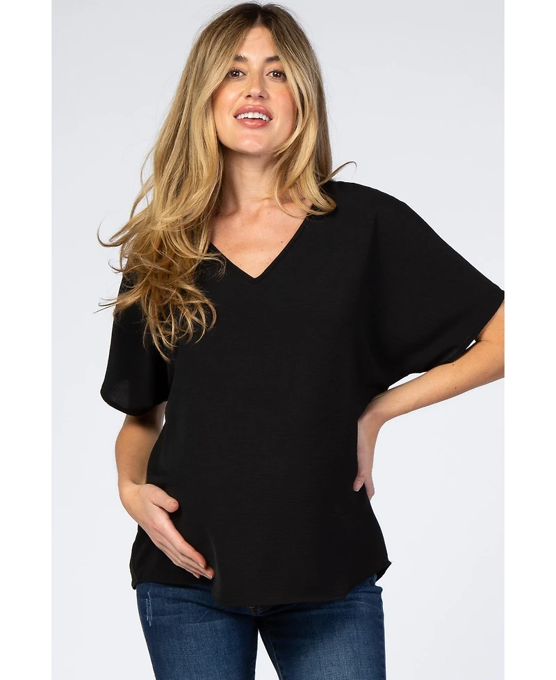 Pinkblush Maternity Forest Green Short Sleeve Blouse