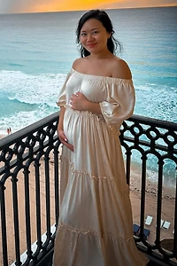 Pinkblush Cream Off Shoulder Ruffle Tiered Maternity Maxi Dress