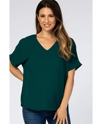 Pinkblush Maternity Forest Green Short Sleeve Blouse
