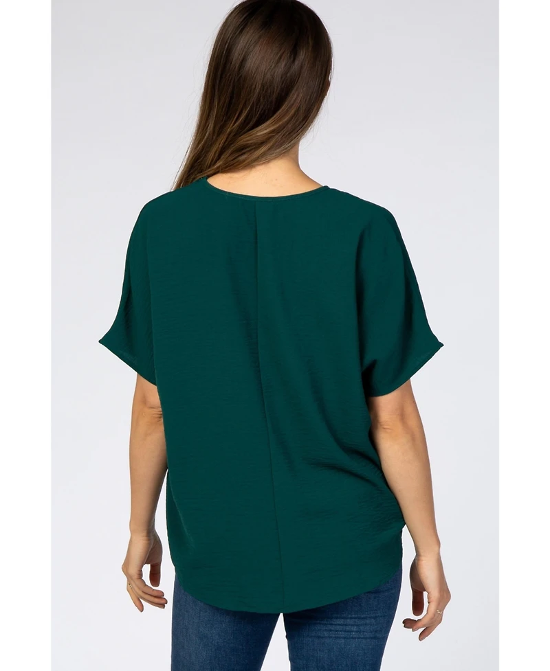 Pinkblush Maternity Forest Green Short Sleeve Blouse