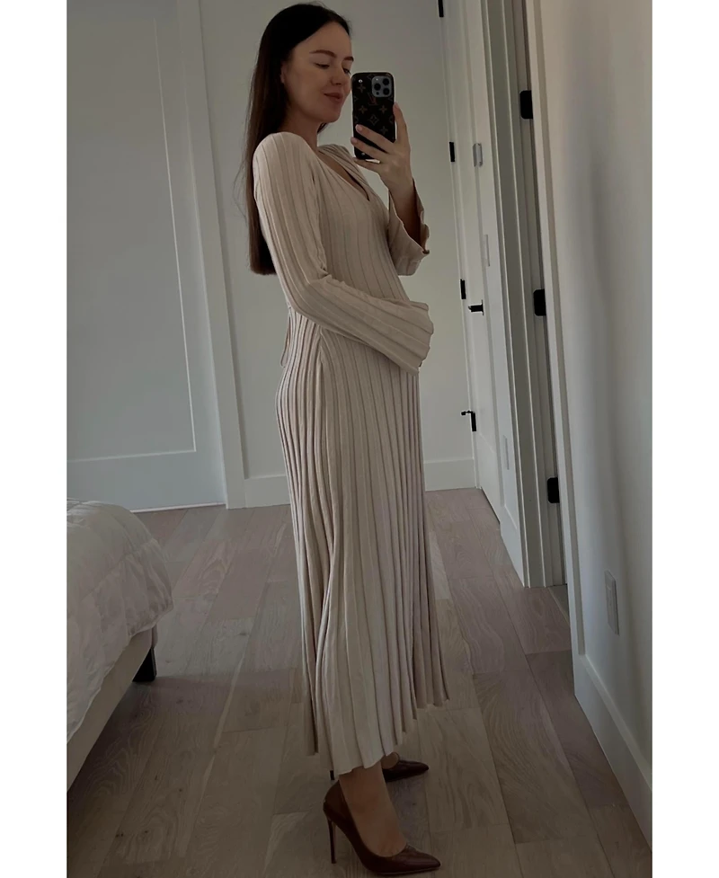 Pinkblush Maternity Taupe Ribbed Knit Maxi Dress