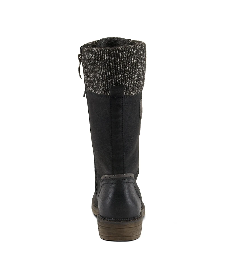 Spring Step Yosemite Water-Resistant Winter Boots with Sweater Trim and Lace-Up Detail
