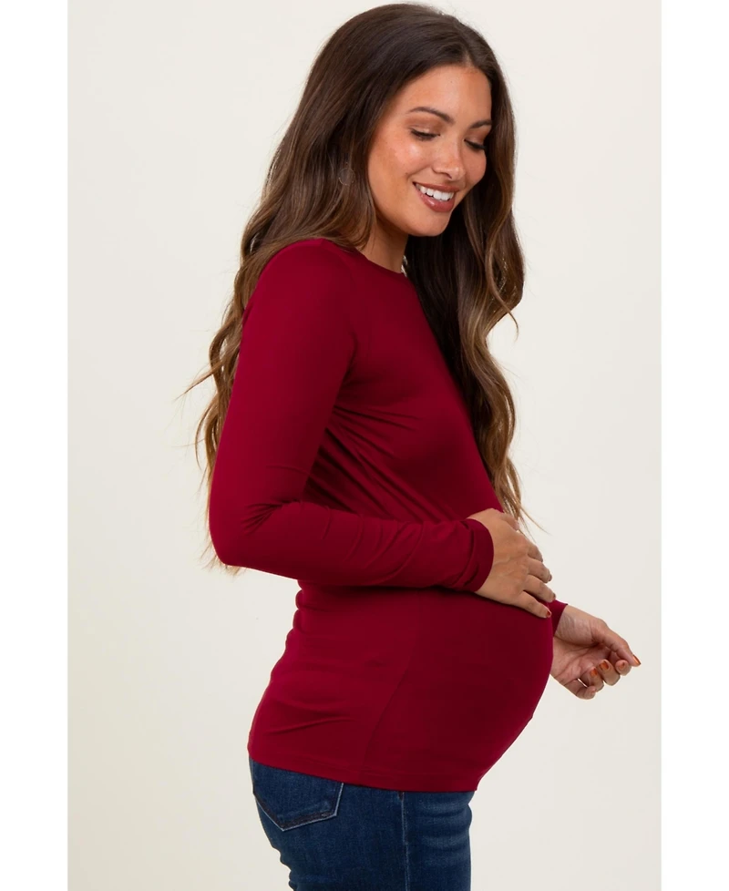 Pinkblush Maternity Burgundy Basic Long Sleeve Top