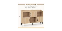 Volenca Sideboard Storage Cabinet Bookcase with 3 Doors and Open Compartments