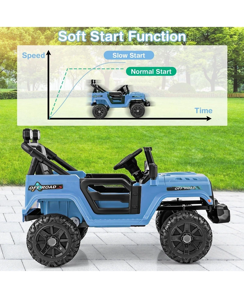 12V Kids Ride on Truck Car with Remote Control Threaded Wheels and 3 Speeds