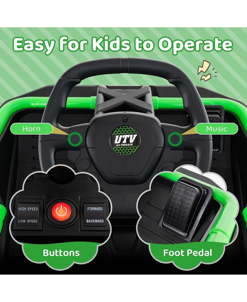 12V Ride on Car Electric Utv with Remote and Music for Big Kids