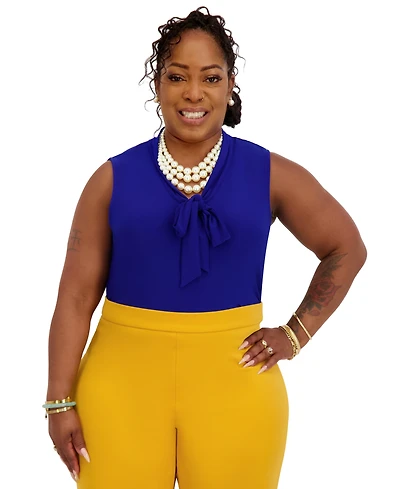 Kasper Women's Sleeveless Tie-Neck Top