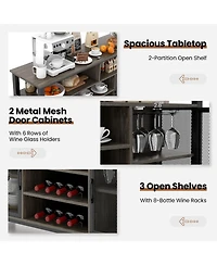 Volenca 55-Inch Buffet Sideboard with 8-Bottle Wine Racks and Wine Glass Holders