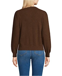 Lands' End Women's Cashmere Puff Sleeve Crew Neck Sweater