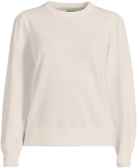 Lands' End Women's Cashmere Puff Sleeve Crew Neck Sweater