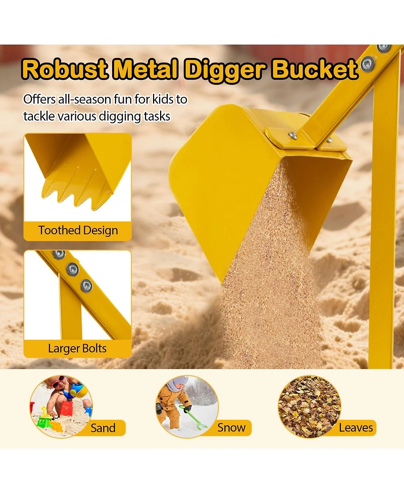Gymax Kids Ride on Sand Digger w/ 360° Rotatable Seat Flexible Shovel for Dirt Snow