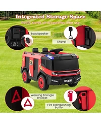 Gymax 2-Seater Kids Ride on Fire Truck w/Remote Control Water Gun Extinguisher Shovel