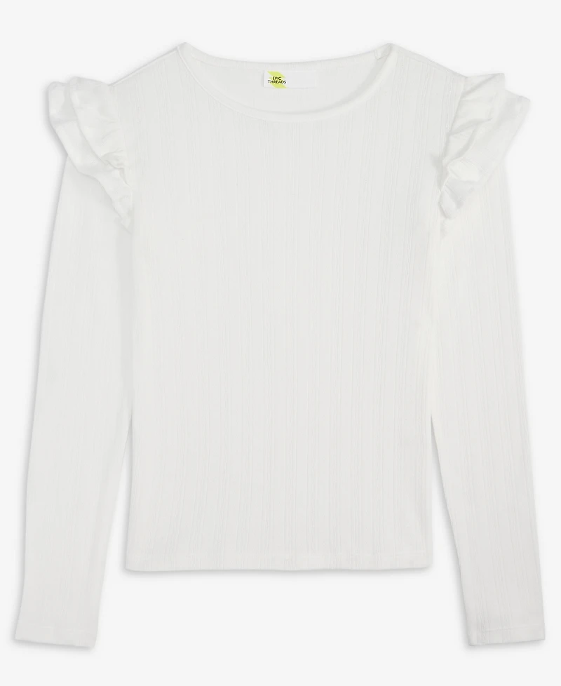 Epic Threads Little & Big Girls Ruffle Sleeve Pointelle Top, Macy's Exclusive