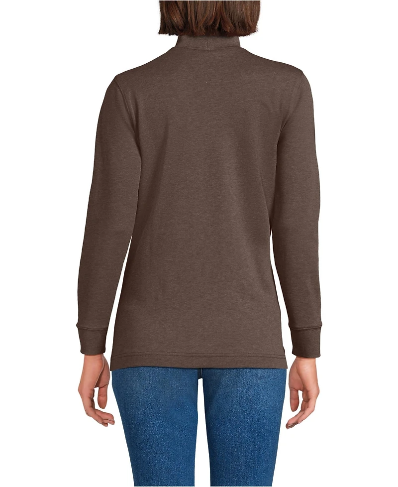 Lands' End Women's Tall Relaxed Cotton Long Sleeve Mock Turtleneck