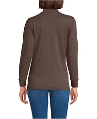 Lands' End Women's Tall Relaxed Cotton Long Sleeve Mock Turtleneck