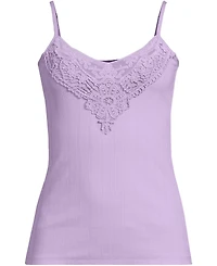 Lands' End Women's Variegated Micro Rib Lace Trim Cami