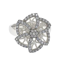 Suzy Levian Sterling Silver Sapphire & Created White Sapphire Flower Ring