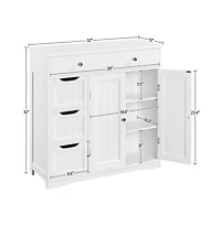 Yaheetech 32" H Free-Standing Bathroom Floor Cabinet with 4 Drawers and 2 Doors Espresso