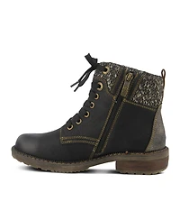 Spring Step Khazera Water-Resistant Bootie with Faux Shearling Lining and Sculpted Heel