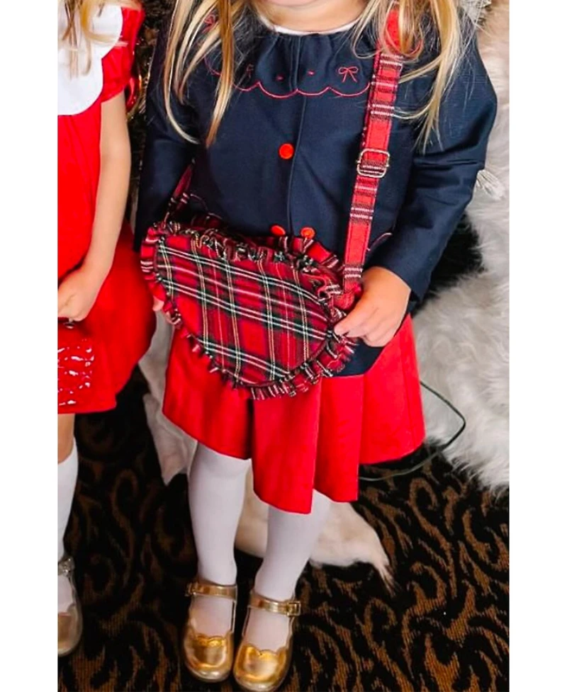 Bits & Bows Plaid Ruffle Girls' Heart Purse in Red