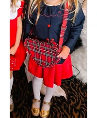 Bits & Bows Plaid Ruffle Girls' Heart Purse in Red
